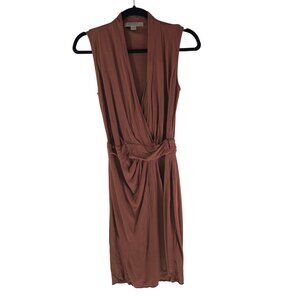 Allsaints Novi Sleeveless Wrap Dress Rust Brown V-Neck Draped US 2